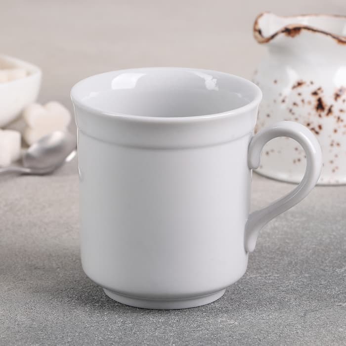 Кружка Дулевский фарфор «Цилиндрический», 250 мл, d=8.2 см, белая