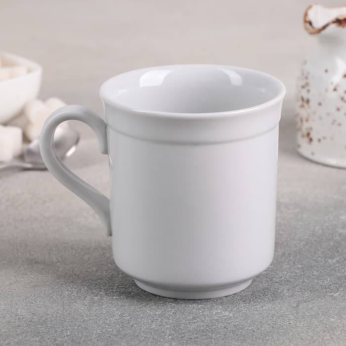 Кружка Дулевский фарфор «Цилиндрический», 250 мл, d=8.2 см, белая