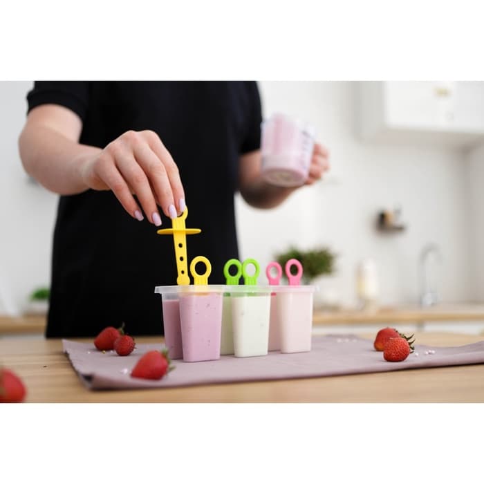 Форма для мороженого Доляна «Симпл», 6 ячеек, 50 мл, пластик, жёлтый, красный, бирюзовый