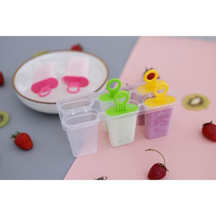 Форма для мороженого Доляна «Симпл», 6 ячеек, 50 мл, пластик, жёлтый, красный, бирюзовый