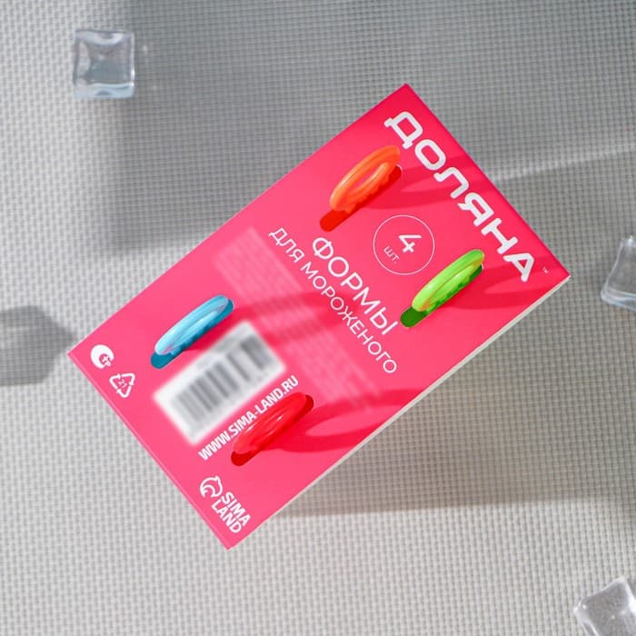 Форма для мороженого Доляна «Симпл», 12.5×7×10 см, 4 ячейки, 50 мл, пластик, прозрачная