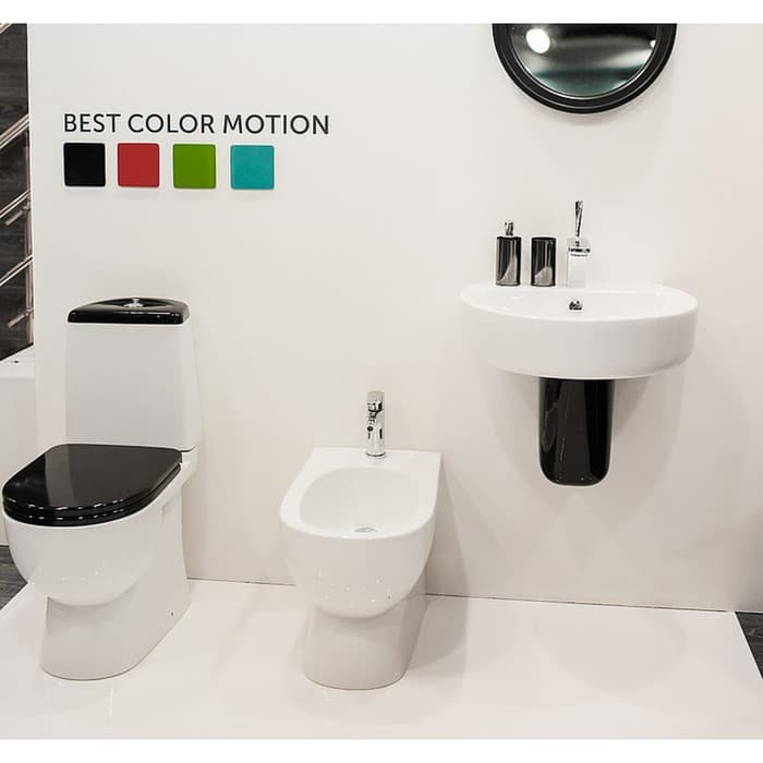 Унитаз компакт Sanita Best Color Black SL DM, 2-режима, арматура Geberit, белый