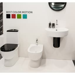 Унитаз компакт Sanita Best Color Black SL DM, 2-режима, арматура Geberit, белый