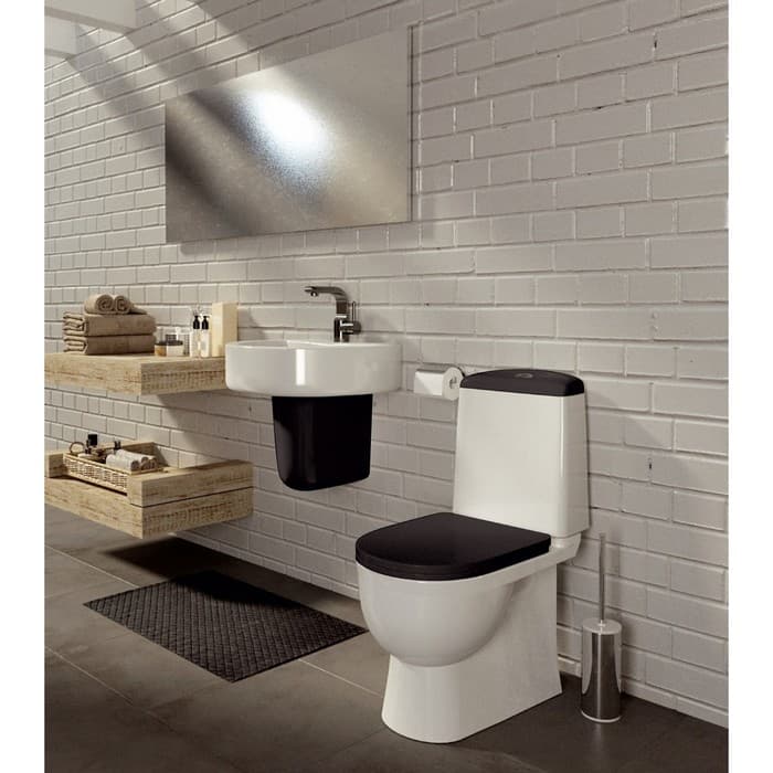 Унитаз компакт Sanita Best Color Black SL DM, 2-режима, арматура Geberit, белый