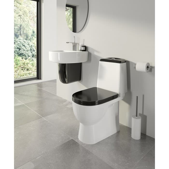 Унитаз компакт Sanita Best Color Black SL DM, 2-режима, арматура Geberit, белый