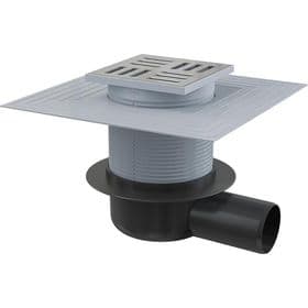 Сливной трап AlcaPlast APV26C, 105×105/50 мм, подводка – боковая, решетка – нержавеющая сталь