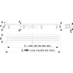 Трап AlcaPlast Simple APZ9-650, с порогами для перфорированной решетки