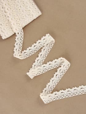 Кружево вязаное, 25 мм × 15 ± 1 м, цвет бежевый