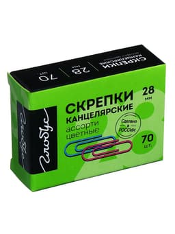 Скрепки канцелярские GLOBUS, 28 мм, 70 шт., цветные, МИКС