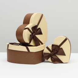 Набор подарочных коробок 3 в 1 Сердца, коричневый, 21×19×9 - 15.5×14×6 см