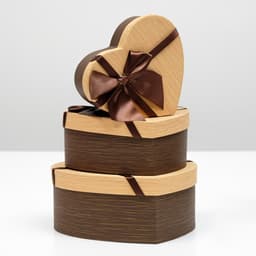 Набор подарочных коробок 3 в 1 «Сердце», с бантом, коричневый, 22×20×9 - 16×14×6 см