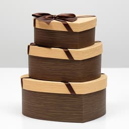 Набор подарочных коробок 3 в 1 «Сердце», с бантом, коричневый, 22×20×9 - 16×14×6 см