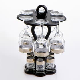 Мини-бар «Изящный», 12 предметов, бокал 240 мл, стопка 50 мл, гравировка, стекло, прозрачный, золотистый