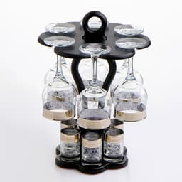 Мини-бар «Изящный», 12 предметов, бокал 240 мл, стопка 50 мл, гравировка, стекло, прозрачный, золотистый