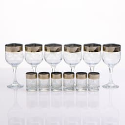 Мини-бар «Изящный», 12 предметов, бокал 240 мл, стопка 50 мл, гравировка, стекло, прозрачный, золотистый