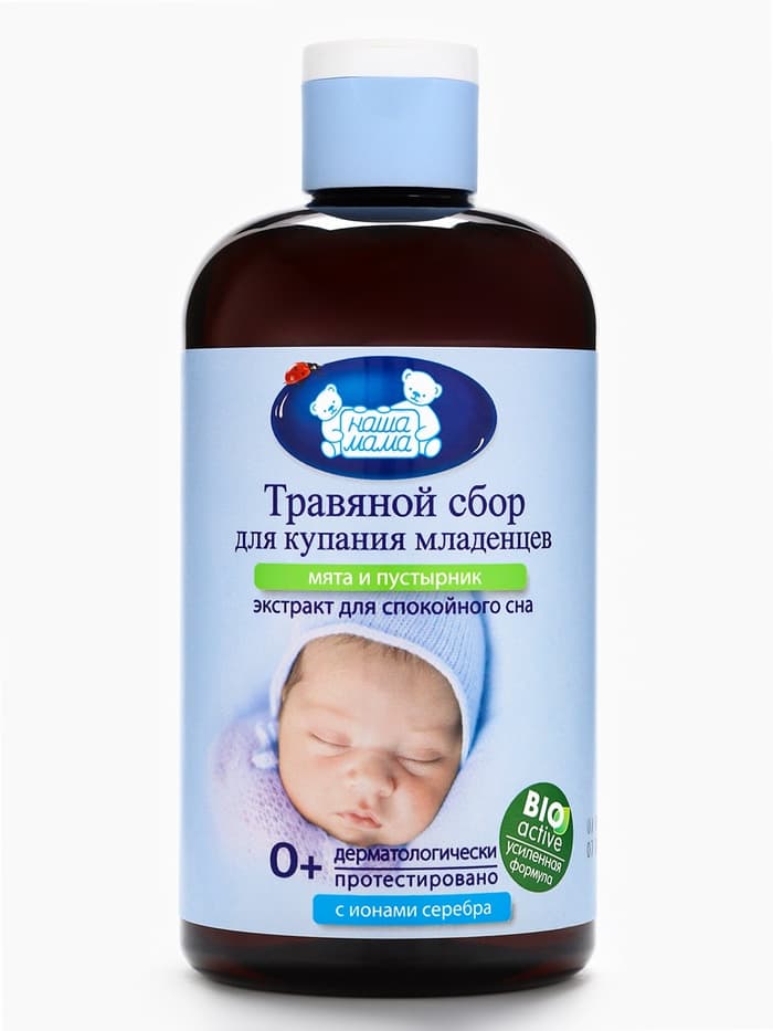 Травяной сбор для купания младенцев «Наша Мама» мята и пустырник, 500 мл