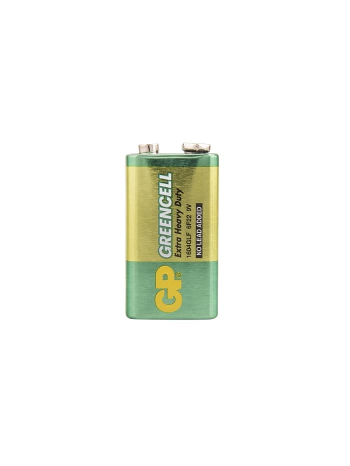 Батарейка солевая GP Greencell Extra Heavy Duty, 6F22-1S, 9 В, крона, спайка, 1 шт.