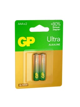 Батарейка алкалиновая GP Ultra, AAA, LR03-2BL, 1.5 В, блистер, 2 шт.
