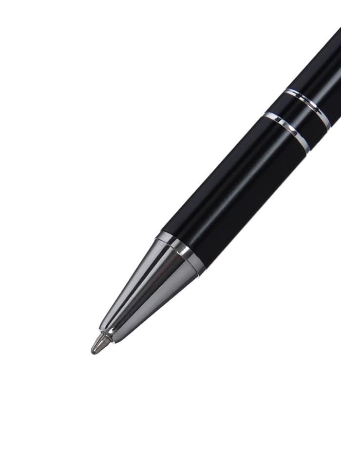 Ручка под логотип Calligrata, шариковая, автоматическая, синий стержень, узел 0.5 мм, корпус металлический чёрный с серебристым