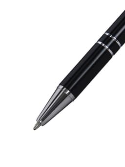 Ручка под логотип Calligrata, шариковая, автоматическая, синий стержень, узел 0.5 мм, корпус металлический чёрный с серебристым