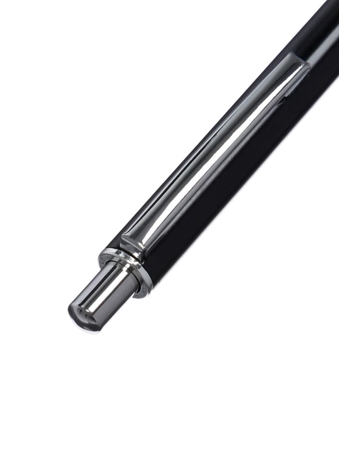 Ручка под логотип Calligrata, шариковая, автоматическая, синий стержень, узел 0.5 мм, корпус металлический чёрный с серебристым