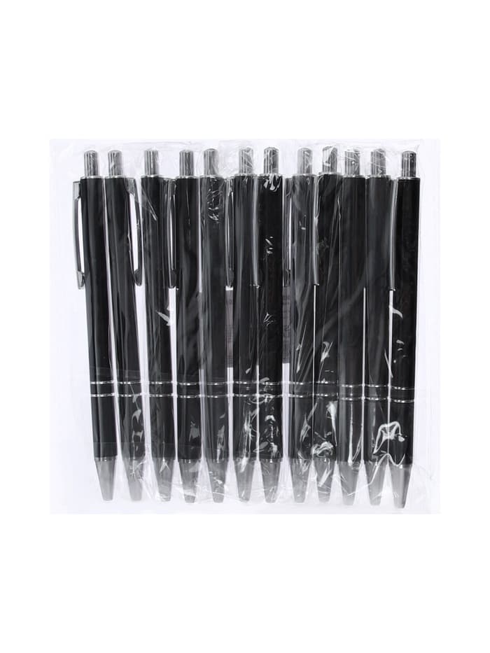 Ручка под логотип Calligrata, шариковая, автоматическая, синий стержень, узел 0.5 мм, корпус металлический чёрный с серебристым