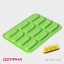Форма для выпечки Доляна «Сладости.Эклер», силикон, 28×21×1 см, 12 ячеек (7.6×2.7×1 см), МИКС