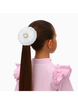 Бант для волос на резинке «Школьница», волна квадрат, d=10 см, белый