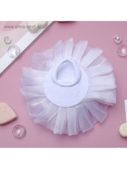 Бант для волос на резинке «Школьница», волна квадрат, d=10 см, белый