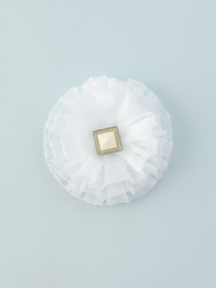 Бант для волос на резинке «Школьница», волна квадрат, d=10 см, белый