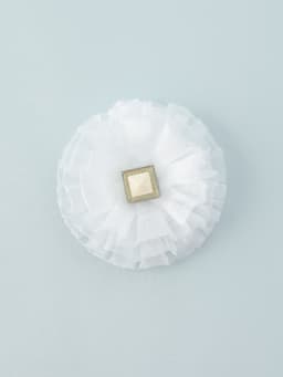 Бант для волос на резинке «Школьница», волна квадрат, d=10 см, белый