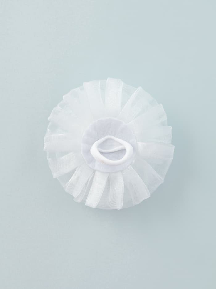 Бант для волос на резинке «Школьница», волна квадрат, d=10 см, белый