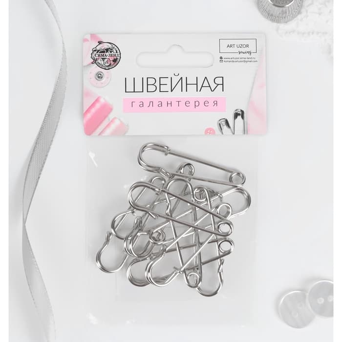 Булавки шляпные, 45 мм, 10 шт., цвет серебряный