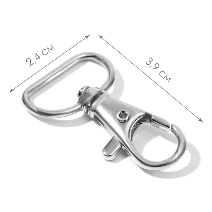 Карабин металлический, 39×24 мм / 20×2 мм, 6 шт., цвет серебряный