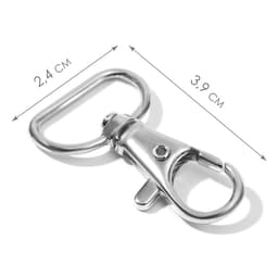 Карабин металлический, 39×24 мм / 20×2 мм, 6 шт., цвет серебряный