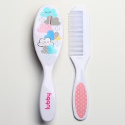 Расчёска детская, массажная щётка с натуральной щетиной для волос в наборе «Малыши и малышки», от 0 мес.