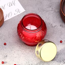 Поминальная свеча парафиновая в стеклянном подсвечнике «Лампада», красный