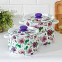 Набор эмалированных кастрюль «Анютины глазки», 2 шт.: 4 л, 5.5 л, белый