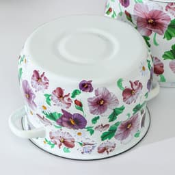 Набор эмалированных кастрюль «Анютины глазки», 2 шт.: 4 л, 5.5 л, белый