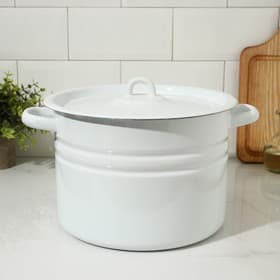 Кастрюля эмалированная, 8 л, d=25.5 см, с крышкой, без деколи, белая