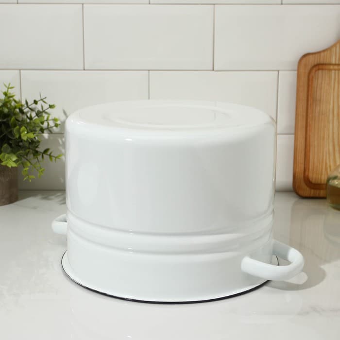 Кастрюля эмалированная, 8 л, d=25.5 см, с крышкой, без деколи, белая