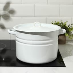 Кастрюля эмалированная, 8 л, d=25.5 см, с крышкой, без деколи, белая