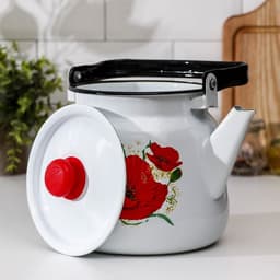 Чайник эмалированный «Маки», 3.5 л, белый
