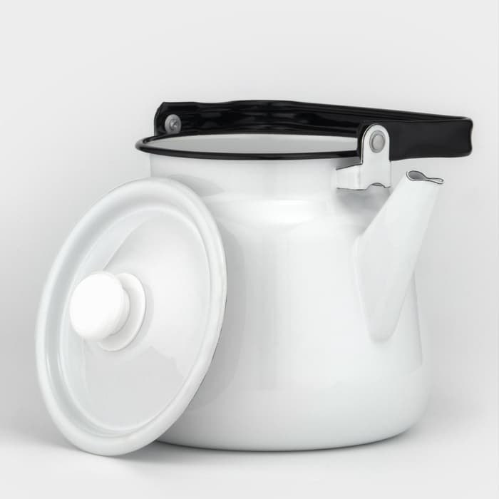 Чайник, 3.5 л, эмалированная сталь, белый