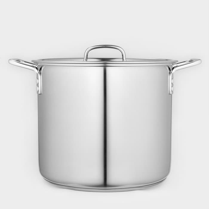 Кастрюля Катунь «Общепит», 15 л, d=30 см, с крышкой, капсульное дно, индукция, нержавеющая сталь, хромированный