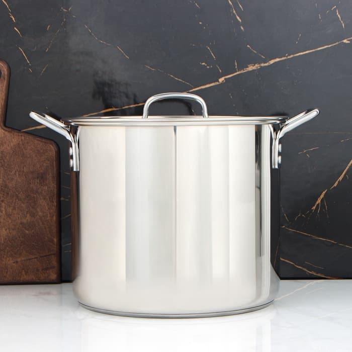 Кастрюля Катунь «Общепит», 15 л, d=30 см, с крышкой, капсульное дно, индукция, нержавеющая сталь, хромированный