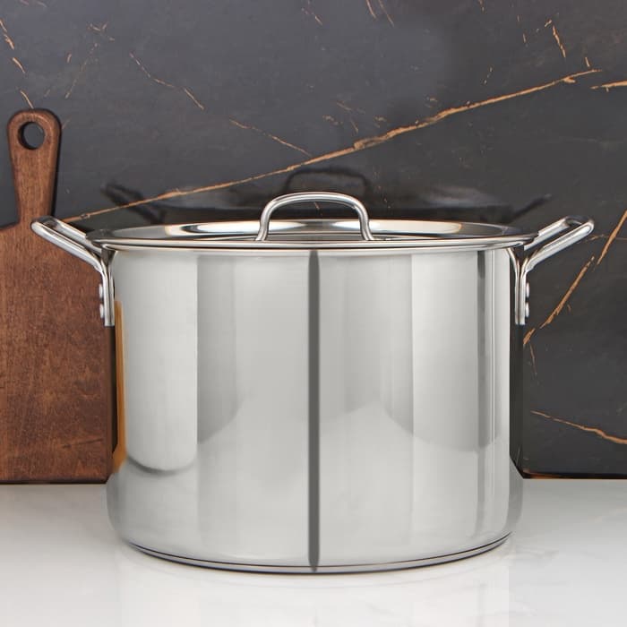 Котёл Катунь «Общепит», 20 л, d=35 см, h=24 см, с крышкой, капсульное дно, индукция, нержавеющая сталь, хромированная