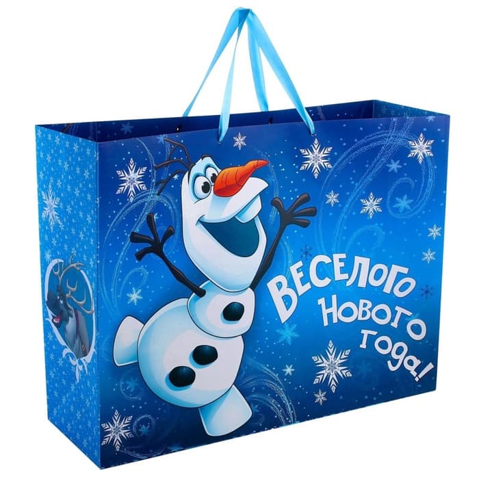 Пакет подарочный новогодний, 61×46×20 см, упаковка, Холодное сердце