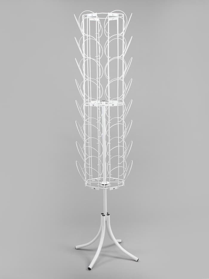 Стойка вращающаяся для шапок, напольная, 48 карманов, 50×50×180 см, белая