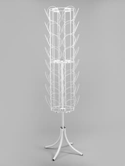 Стойка вращающаяся для шапок, напольная, 48 карманов, 50×50×180 см, белая